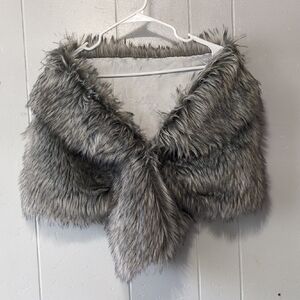 Gray Faux Fur Shawl